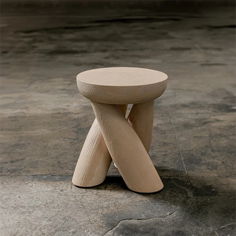 ELEMENTOS Set of Stools, Sandblasted Pine with Black Finish by Daniel Couttolenc