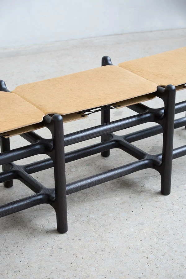 Lyndoe Bench in Solid Wood and Leather