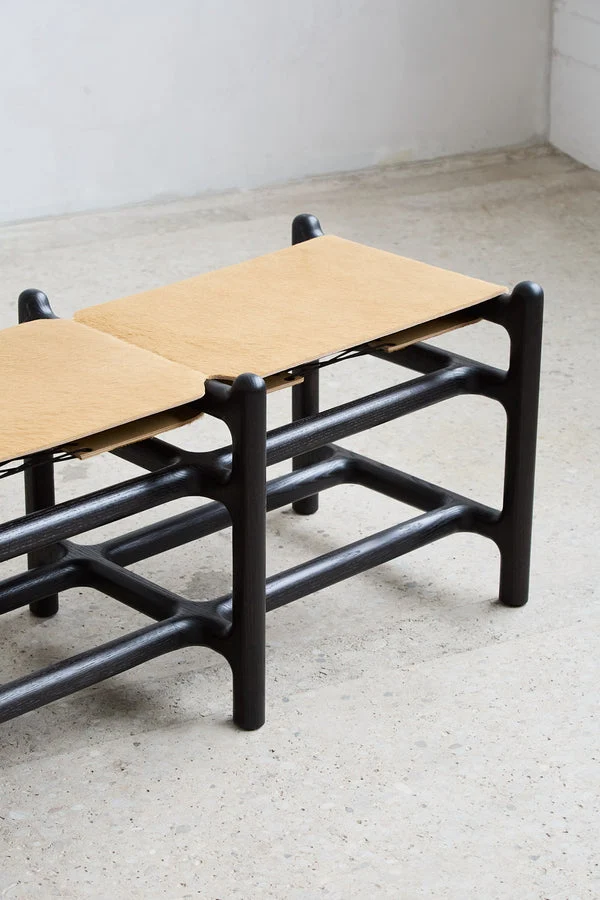 Lyndoe Bench in Solid Wood and Leather
