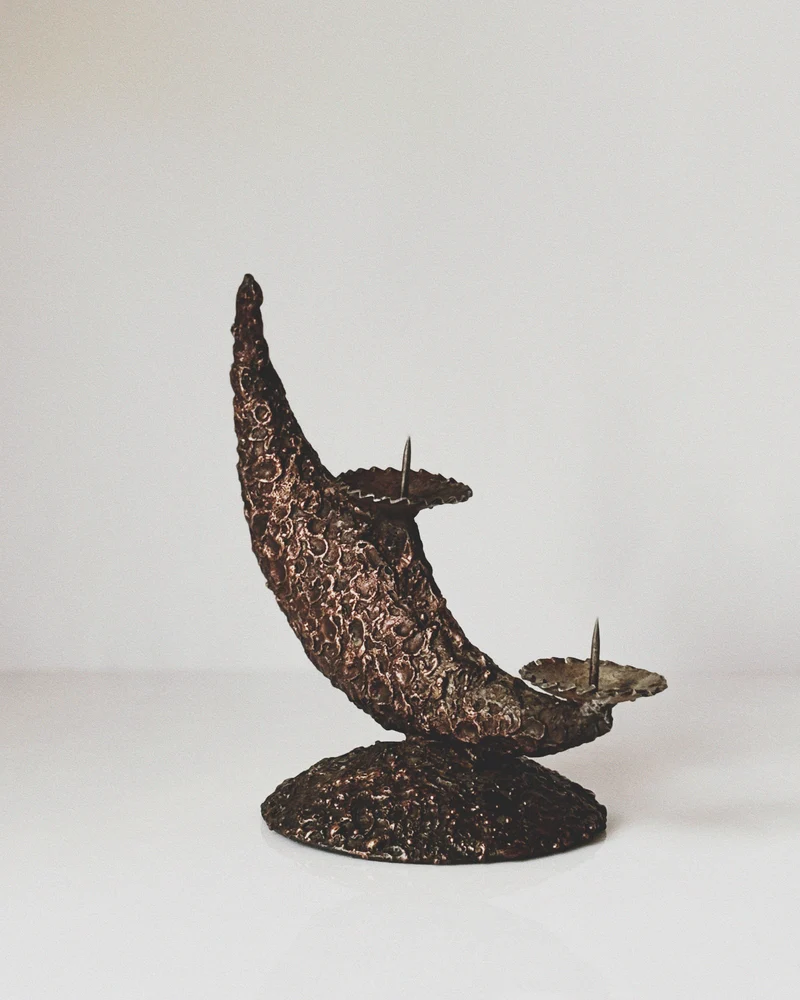 Mid Century Brutalist Candle Holder in Metal, Poland