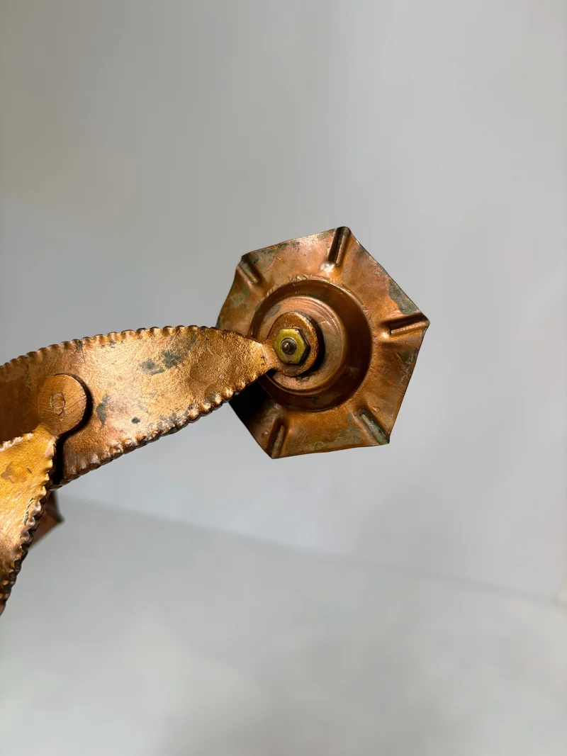 Mid Century Hammered Metal Candlestick, Poland