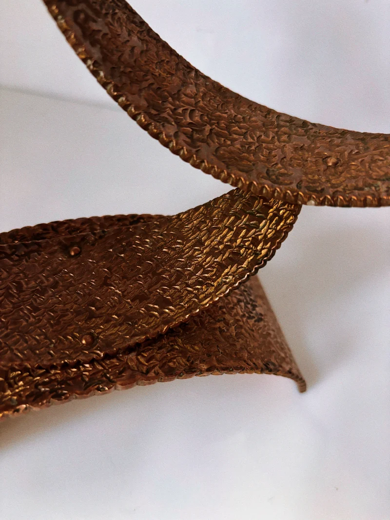 Mid Century Hammered Metal Candlestick, Poland