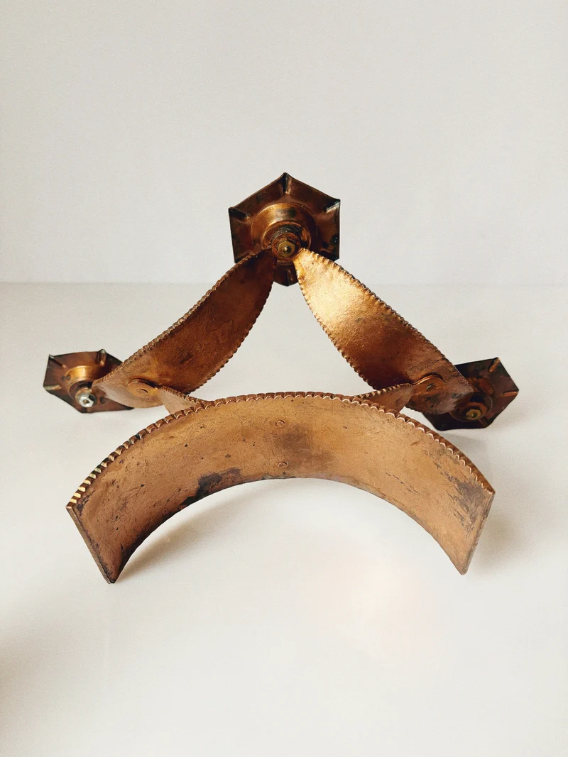 Mid Century Hammered Metal Candlestick, Poland