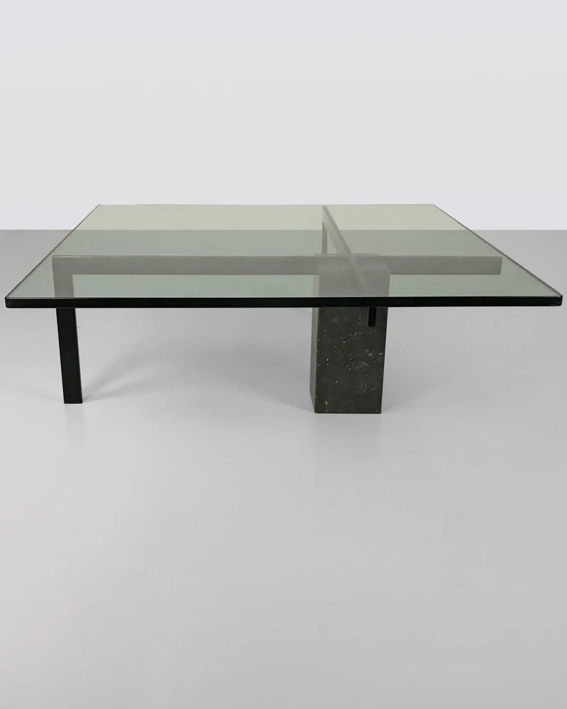 KW1 glass, metal and granite coffee table by Hank Kwint for Metaform 1980s