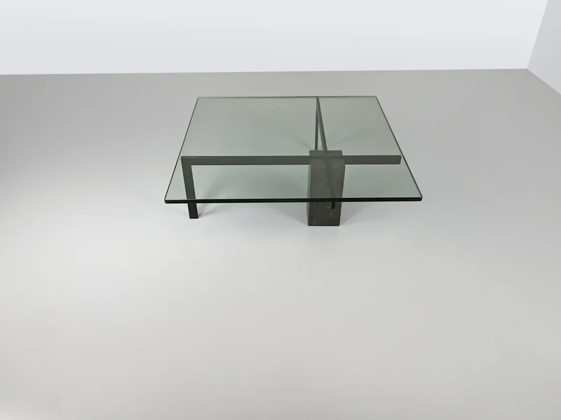 KW1 glass, metal and granite coffee table by Hank Kwint for Metaform 1980s