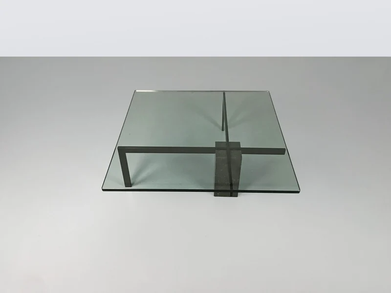KW1 glass, metal and granite coffee table by Hank Kwint for Metaform 1980s