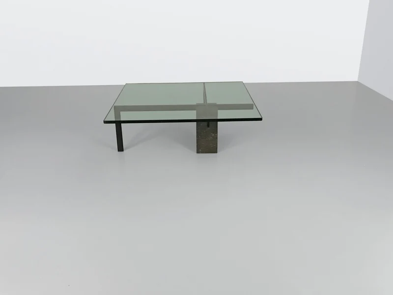 KW1 glass, metal and granite coffee table by Hank Kwint for Metaform 1980s