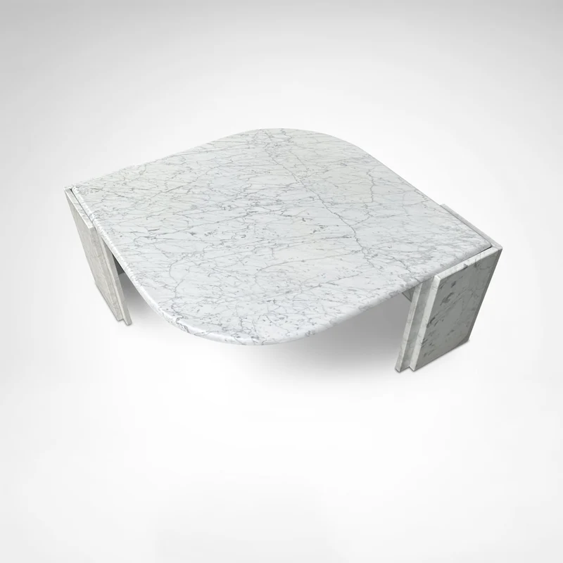 Carrara marble teardrop coffee table Germany 1980s