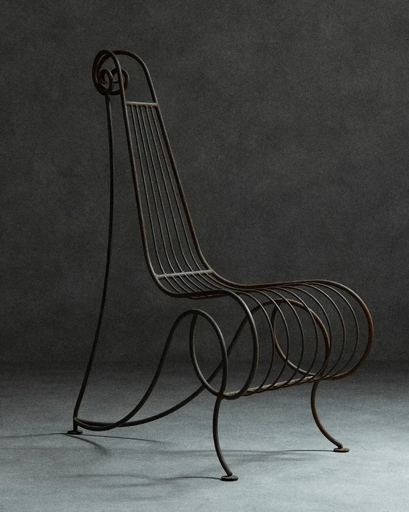 Spine Chair and Table in the Style of André Dubreuil