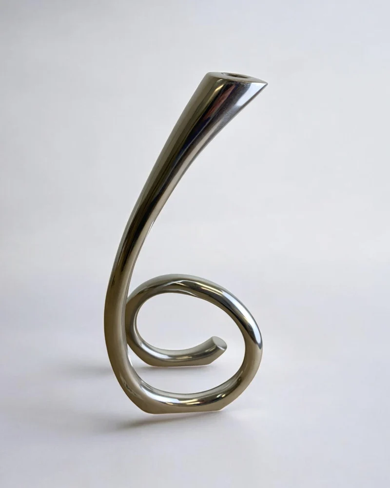 Biomorphic Candleholder, Solid Aluminum, Spain, circa 1970's