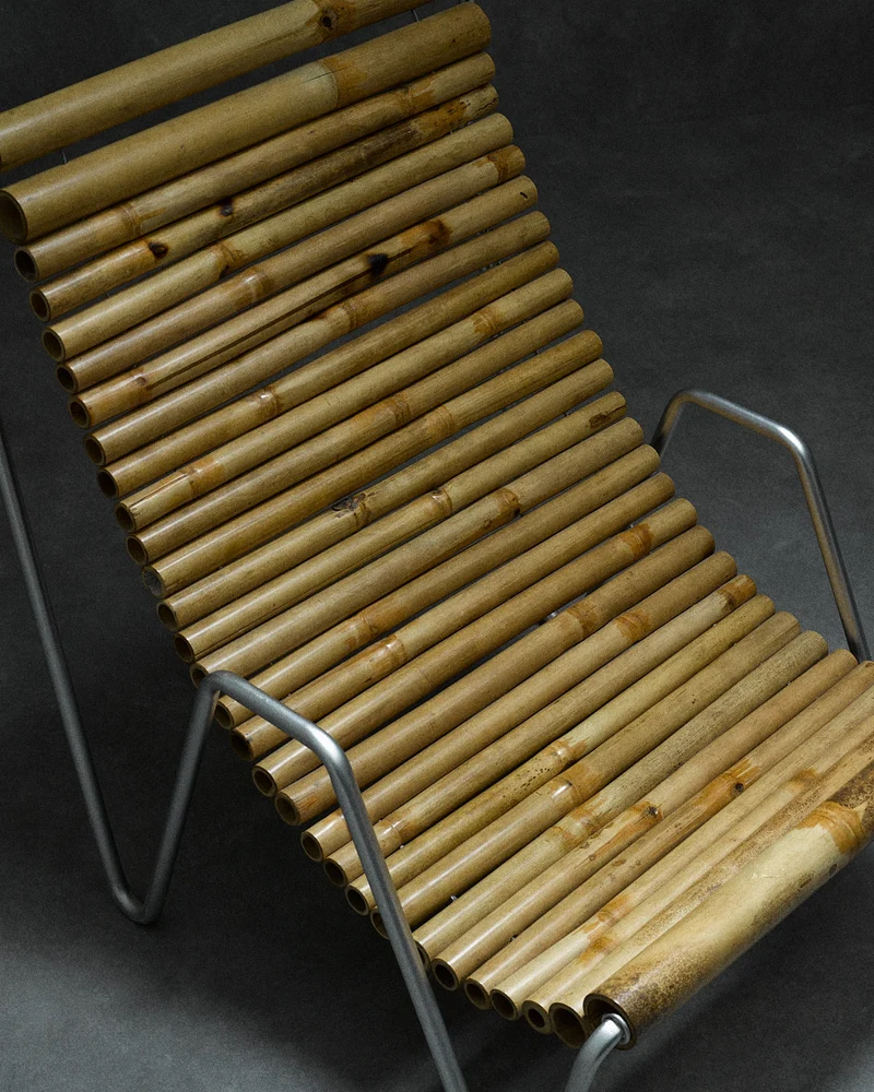 bamboo lounge chair, signed "Hambresin"