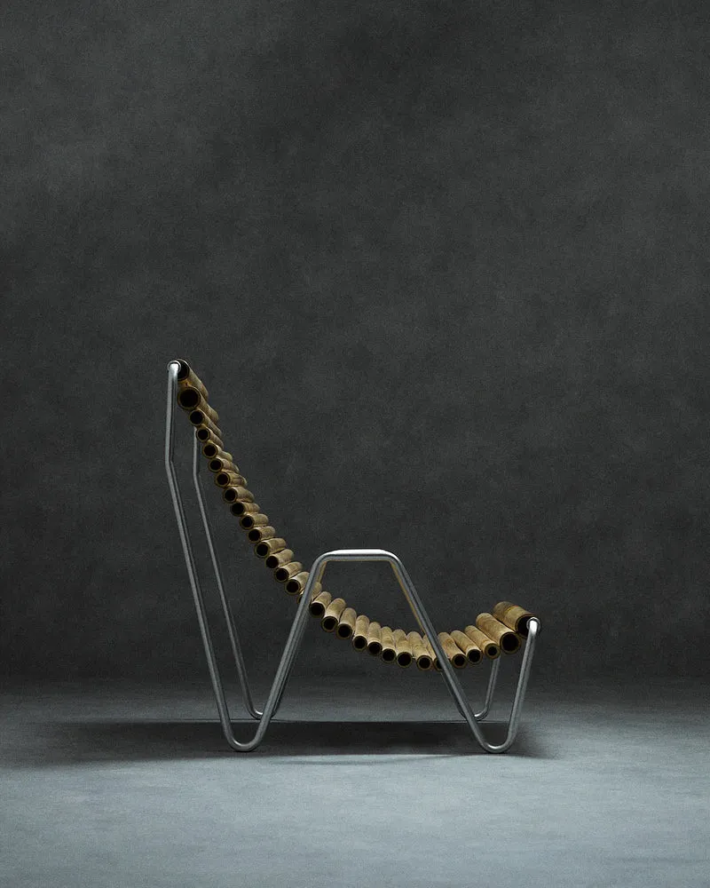bamboo lounge chair, signed "Hambresin"
