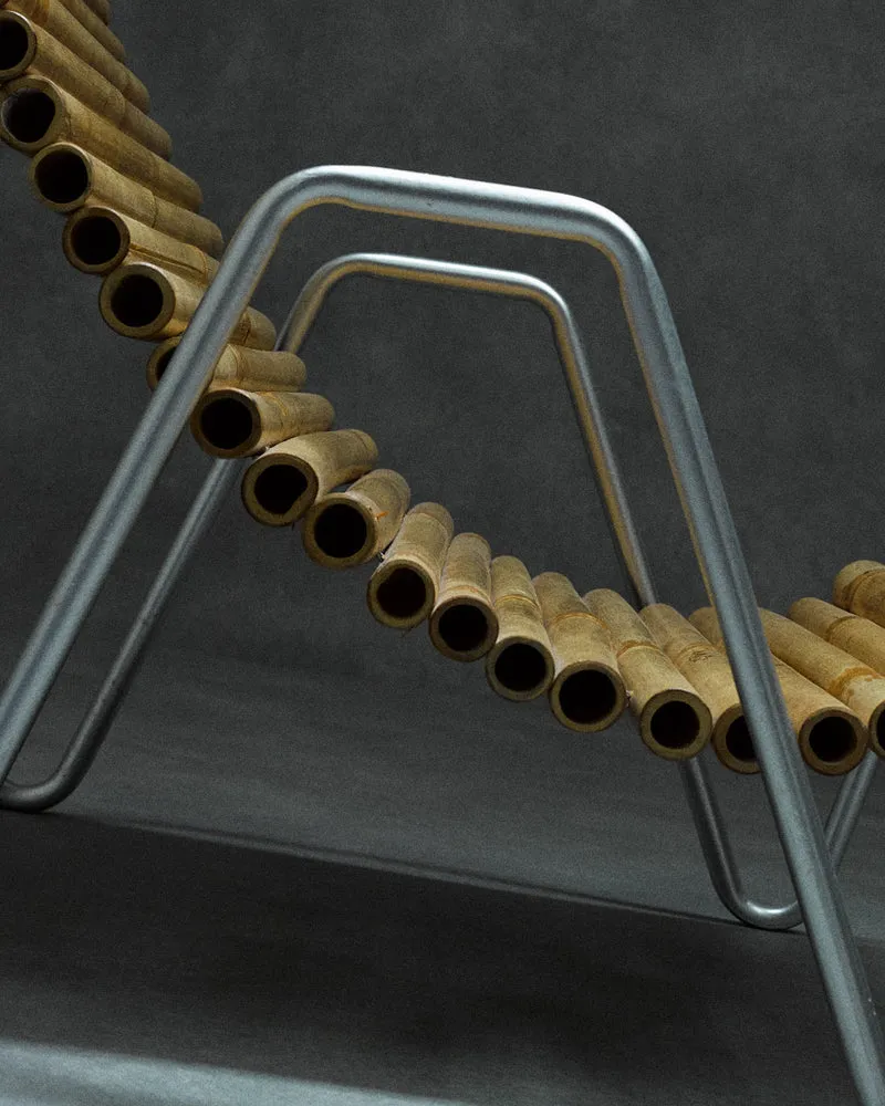bamboo lounge chair, signed "Hambresin"