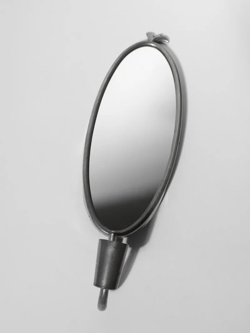 Art Deco Pewter Wall Mirror-Candle Holder, 1930s, Sweden