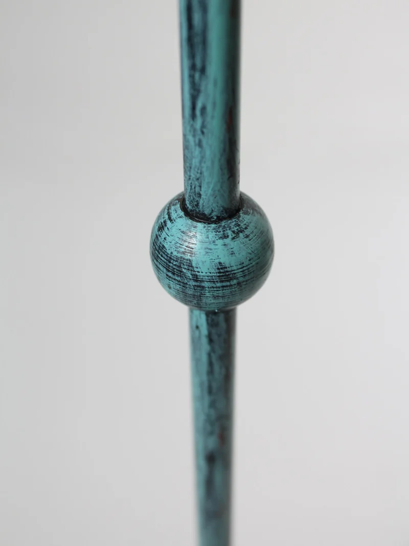 Turquoise Super Slim Floor Metal Candlestick