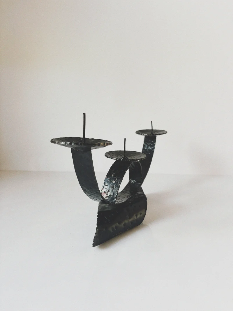 Bent Metal Mid Century Candlestick, Poland