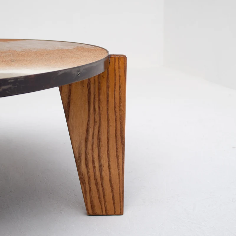 2 Coffee Tables in Wood and Cowhide