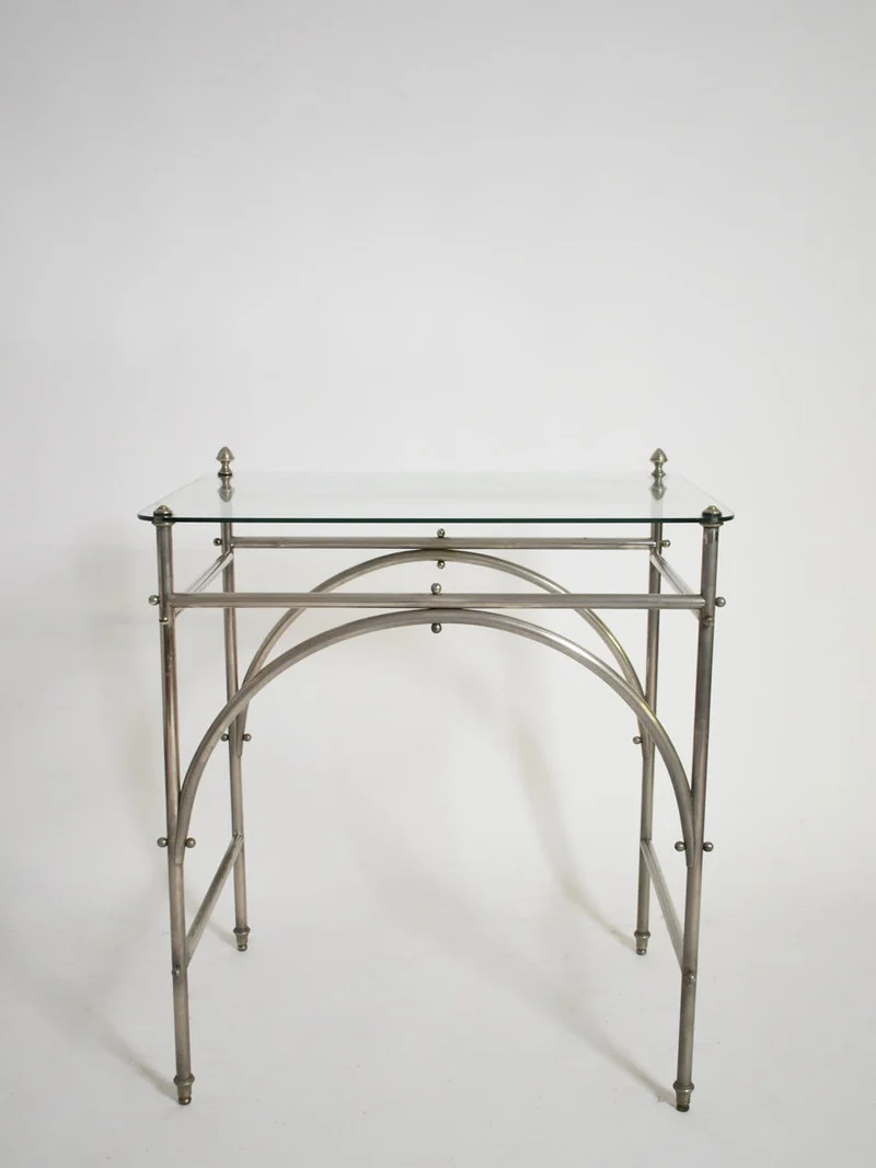 Tubular Chrome Iron and Glass Table, 1920s