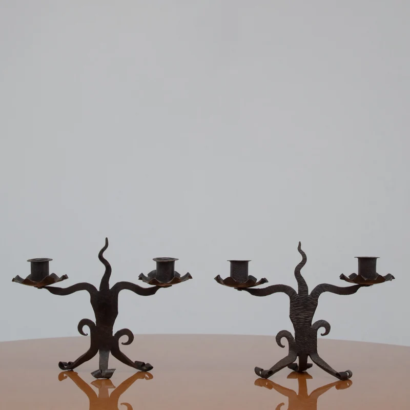 Vintage Candle Holders in Metal - Pair Collection
