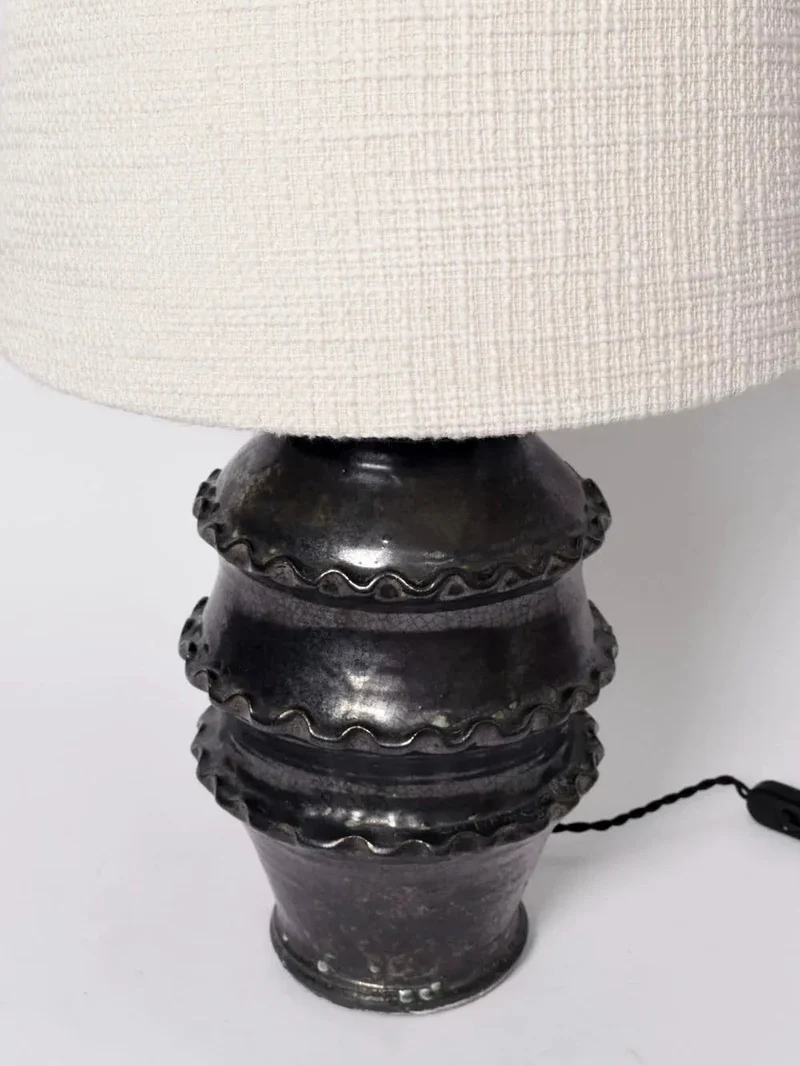 Black Glazed Ceramic Table Lamp
