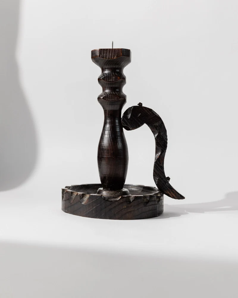 Vintage 1960s Wooden Candleholder