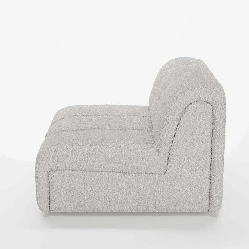 Canapé modulable en tissu bouclette gris-crème