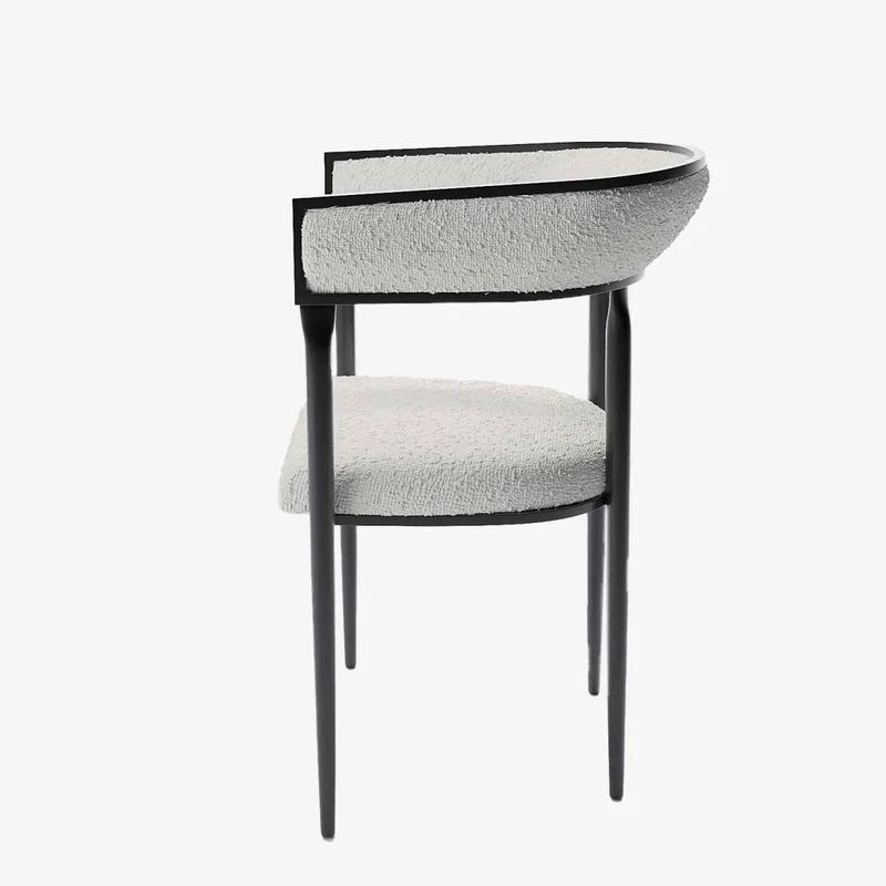 Chaise de salle manger design dossier arrondi bouclette gris cr me Aurore