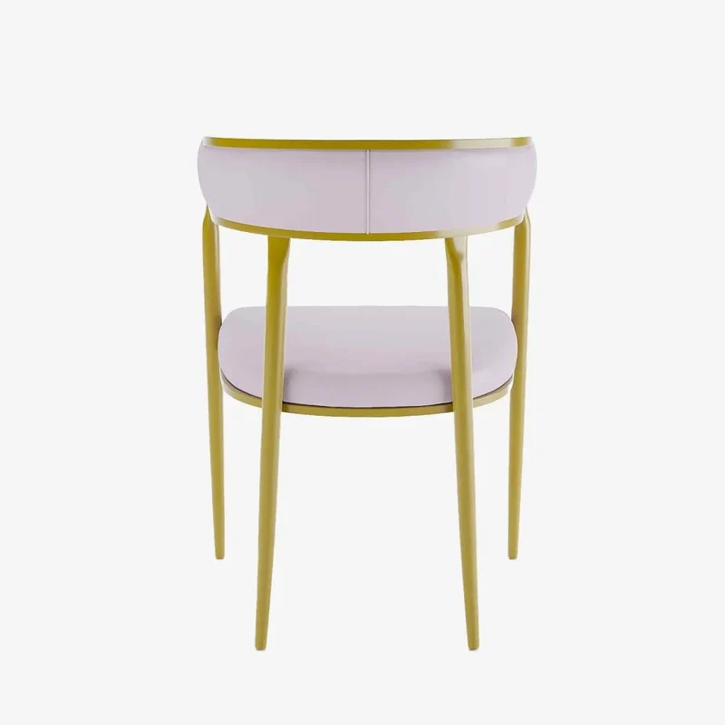 Chaise de salle manger design dossier arrondi velours rose p le Aurore
