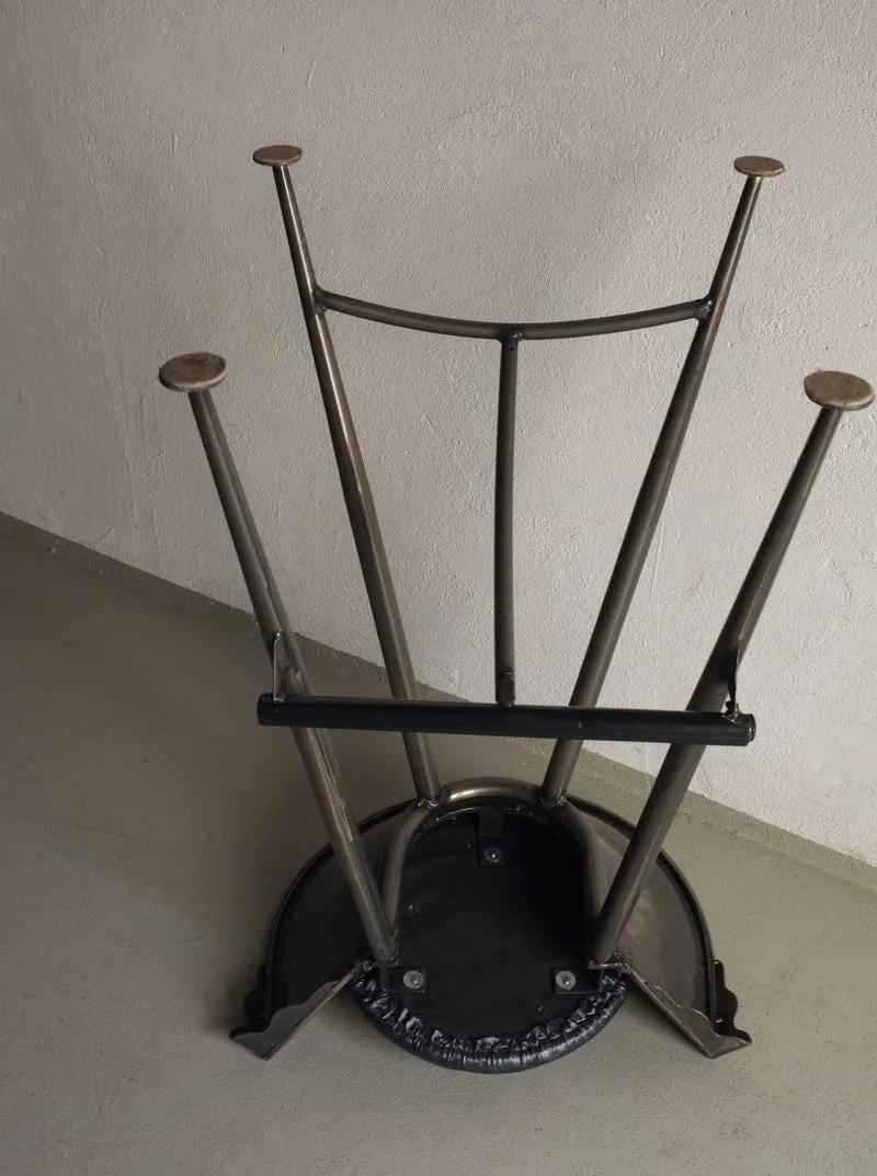 Set of 2 Brutalist Cast Metal Bar Stools 1980s