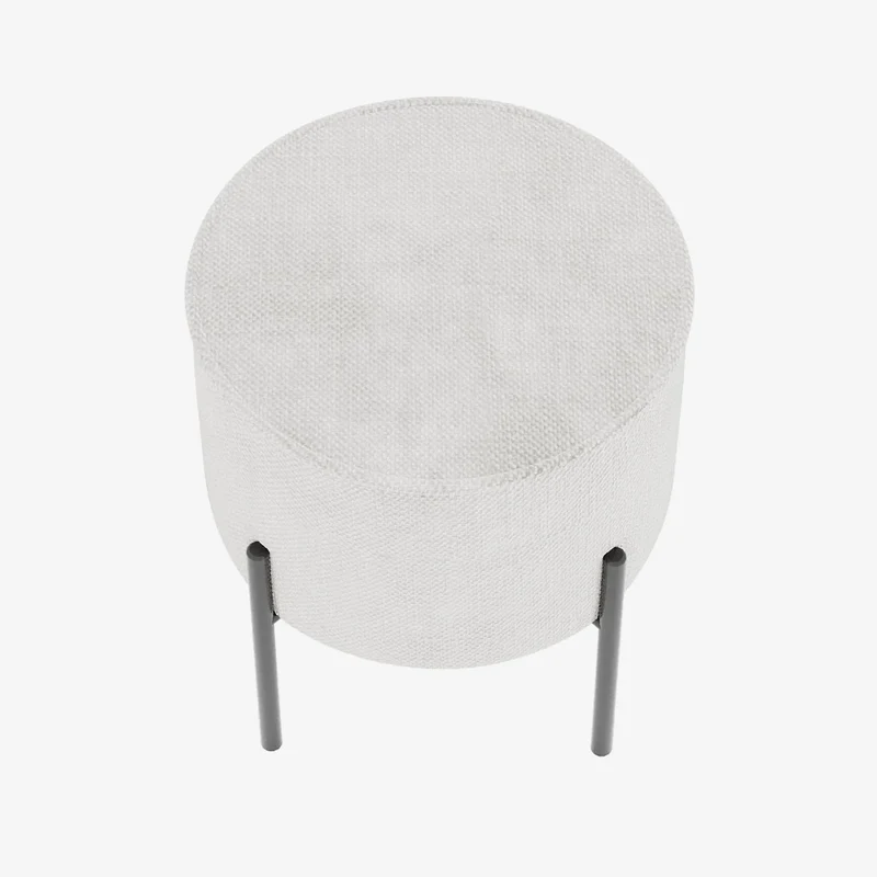 Abel Pouf rond en tissu chenille blanc pieds en m tal