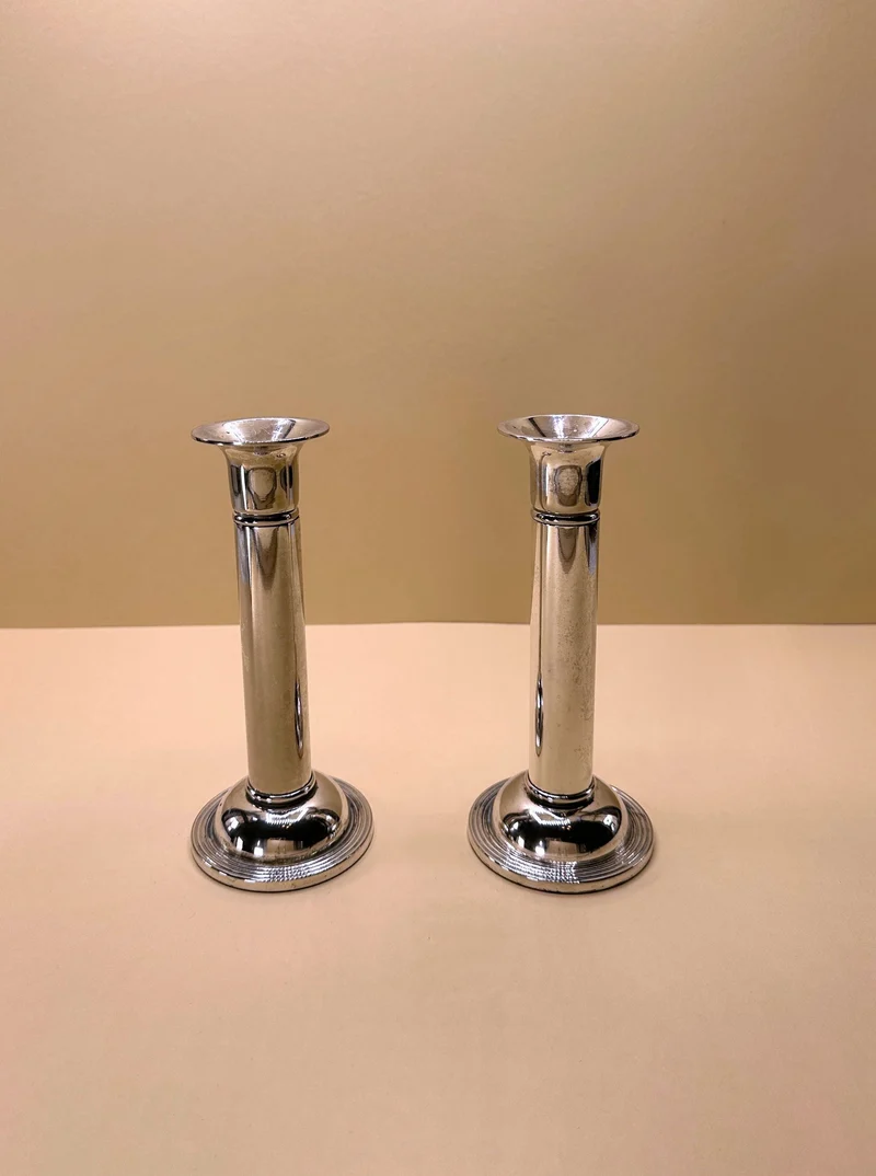 Pair of Silver-Plated Candleholders