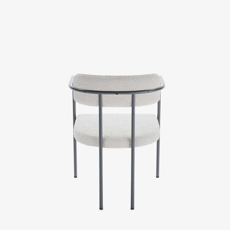 Chaise de salle manger tapiss e avec accoudoirs bouclette blanche Barbara