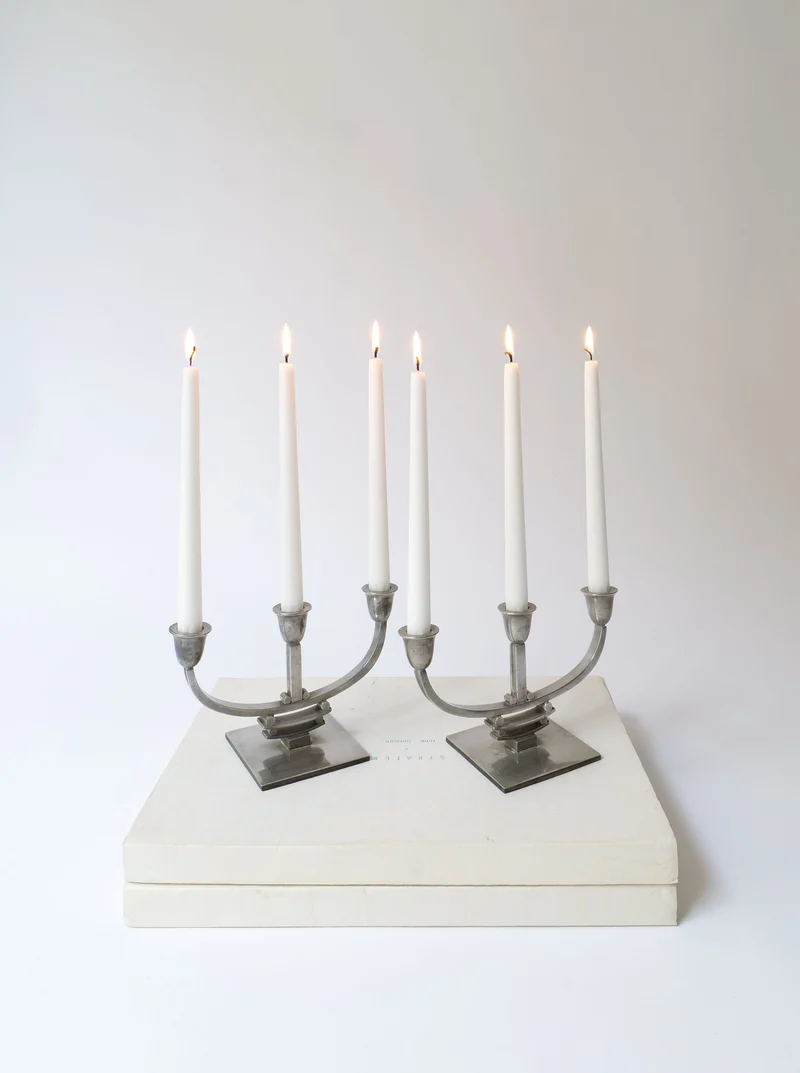 Deco Pewter Candle Holders 1930s
