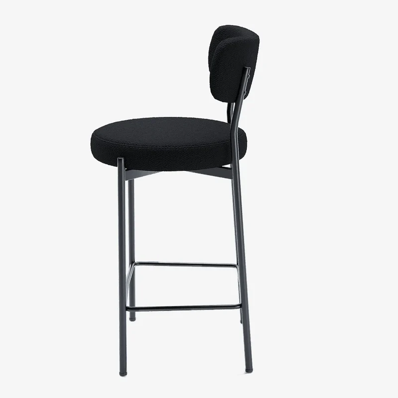 Lot de 2 fauteuils de bar bouclette grise anthracite Lili