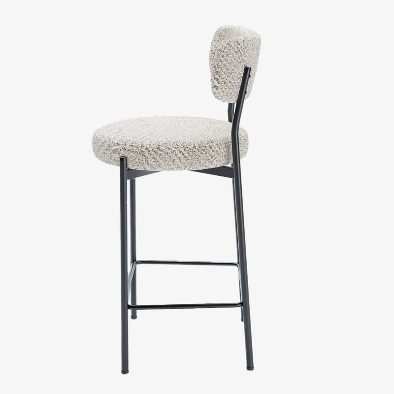 Lot de 2 fauteuils de bar bouclette grise et blanche Lili