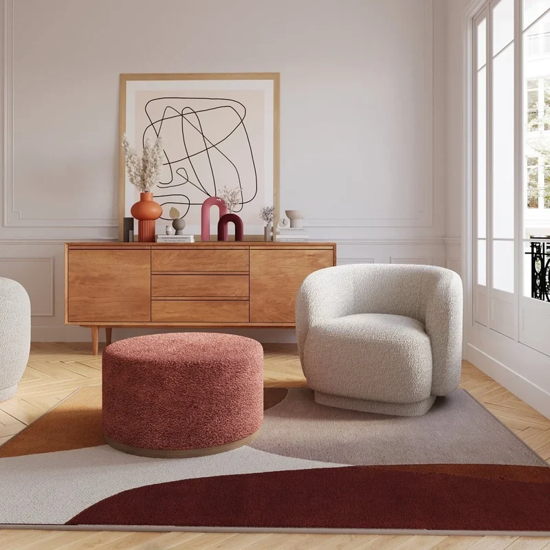 Fauteuil bouclette couleur gris-cr me Victoria