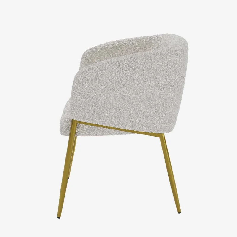 Fauteuil de salle manger bouclette blanche Basile