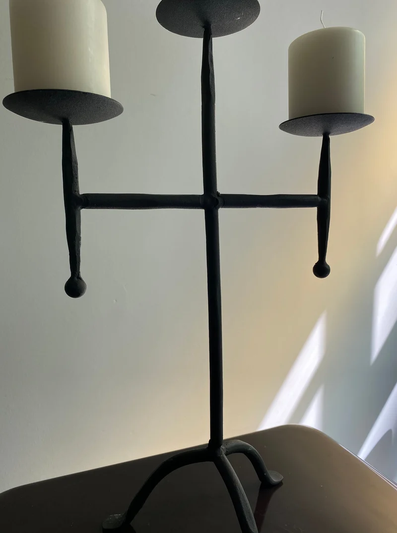 Vintage Postmodern Iron Candle Holder