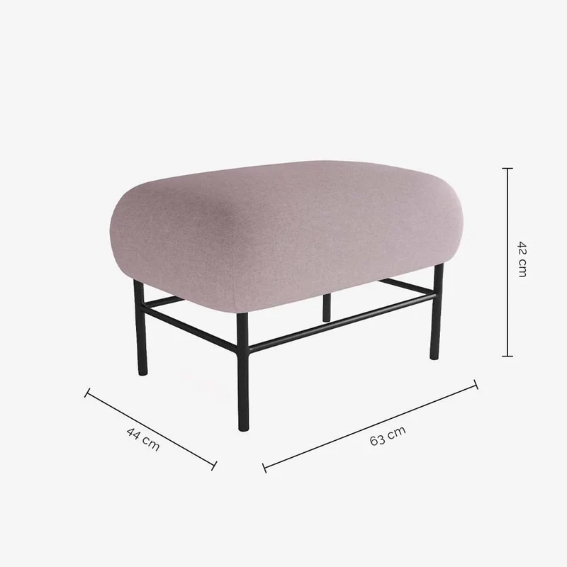 Banquette en tissu rose et métal noir