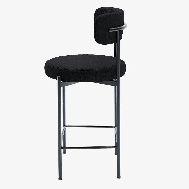 Lot de 2 tabourets de bar bouclette gris anthracite Agathe