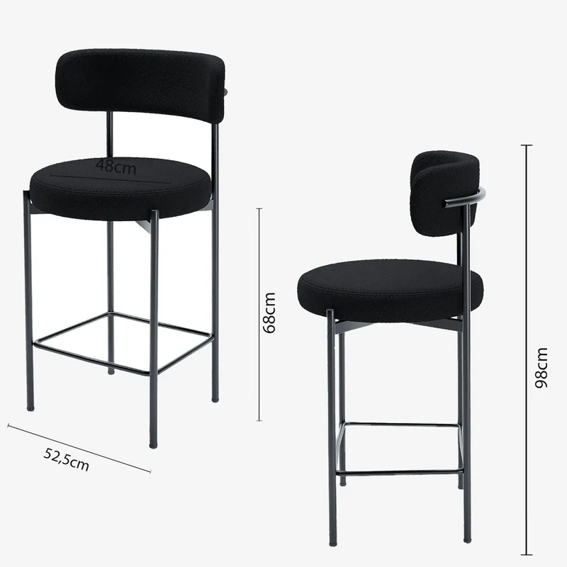 Lot de 2 tabourets de bar bouclette gris anthracite Agathe
