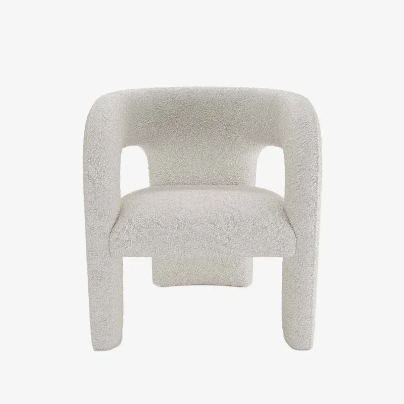 Fauteuil de salle à manger en bouclette gris-crème