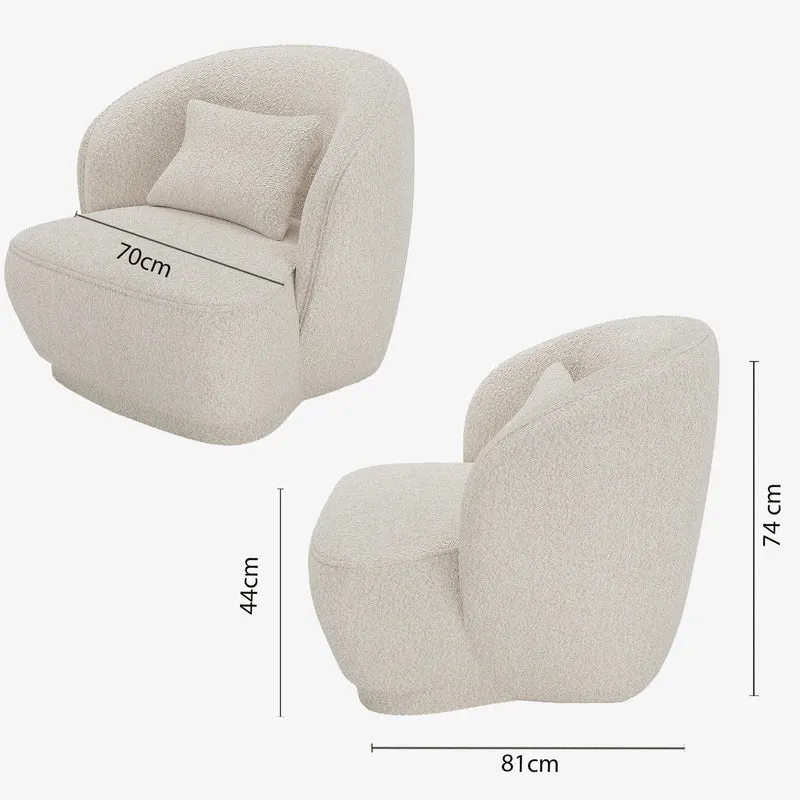 Fauteuil design bouclette gris-cr me Pablo