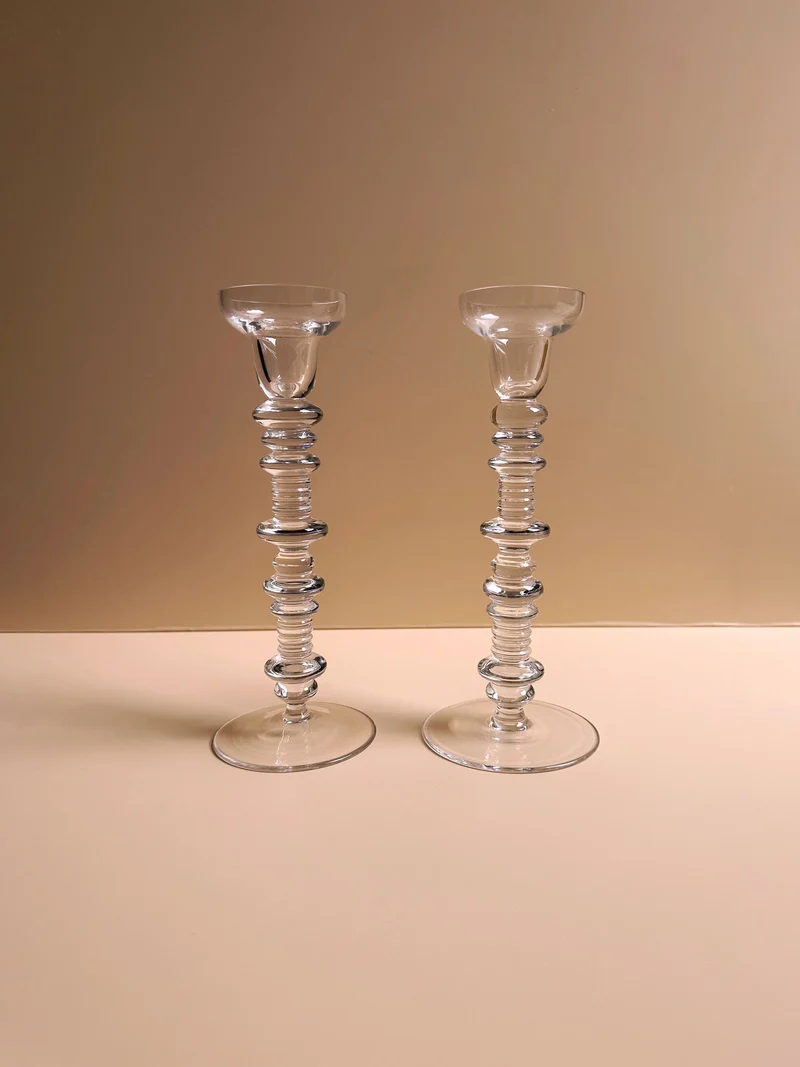 Set of 2 Glass Candleholder by Peill & Putzler