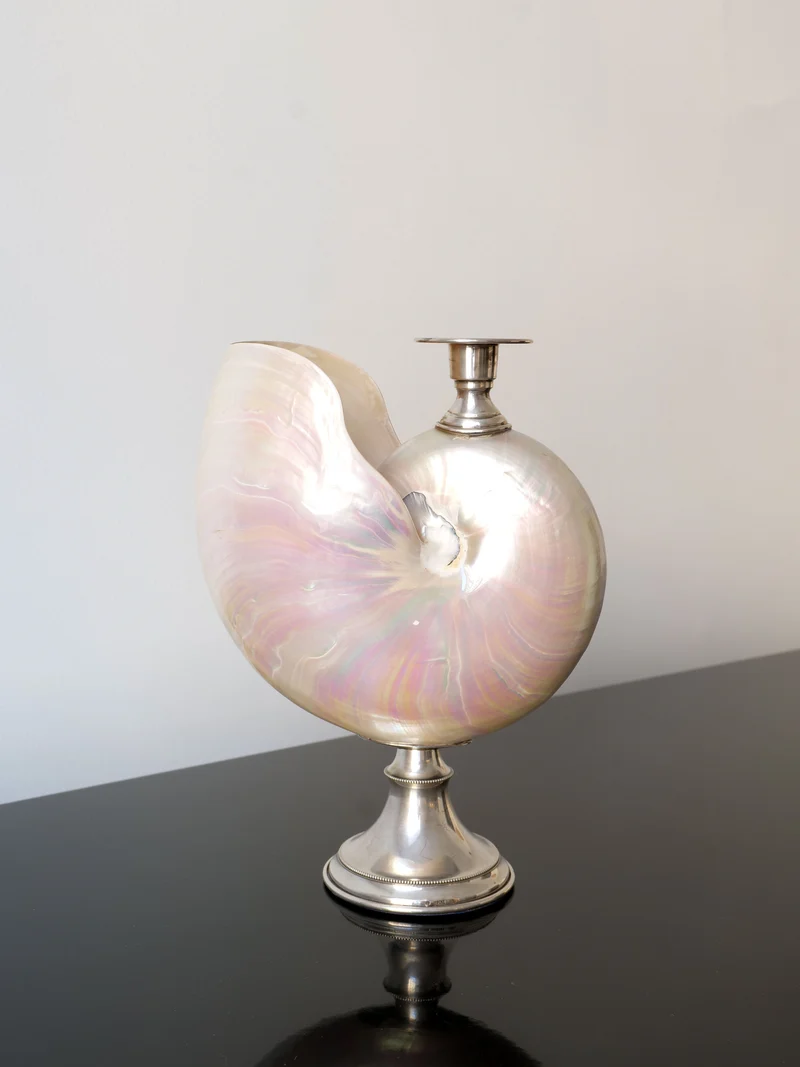 Nautilus Silver Candle Holder