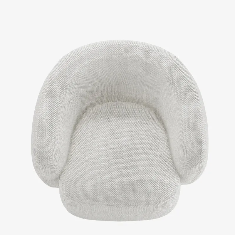 Fauteuil design demi-tonneau tissu chenille blanc Victoria
