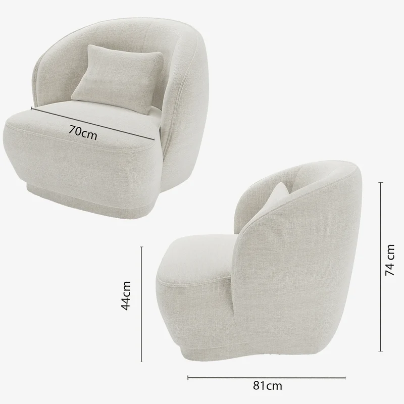 Fauteuil design tissu beige Pablo