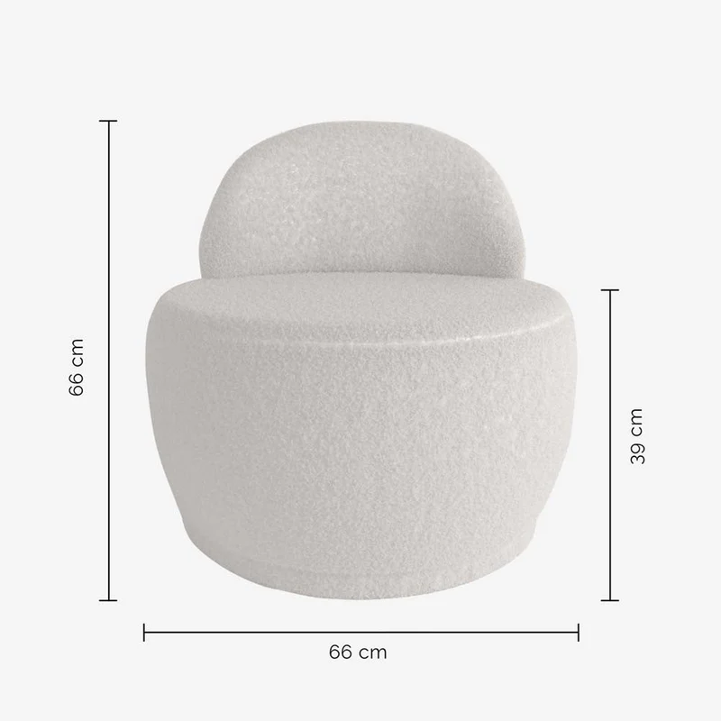 Fauteuil écru en tissu effet laine bouclée