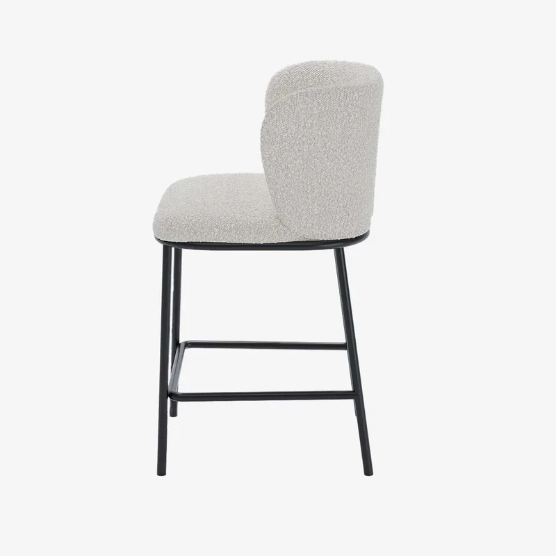 Lot de 2 tabourets de bar tissu boucl blanc C sar