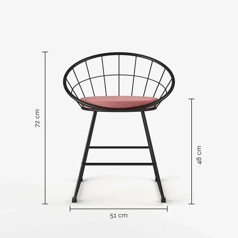 Chaise métal noir et velours rose vintage